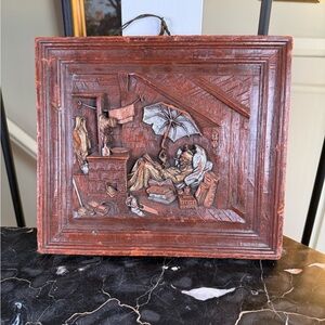 Antique 19th C. German Wax Relief Plaque "The Poor Poet" by Spitzweg Metallic